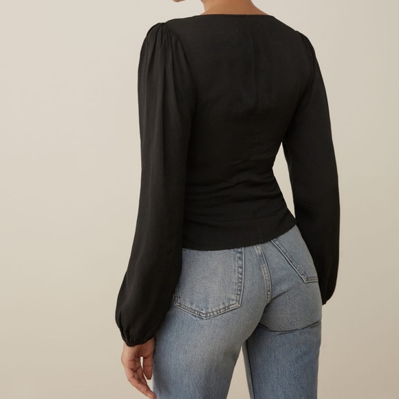 REFORMATION NELL TOP BLACK - Picture 4 of 5